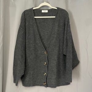 Zenana Charcoal Cardigan oversized knit cardigan.